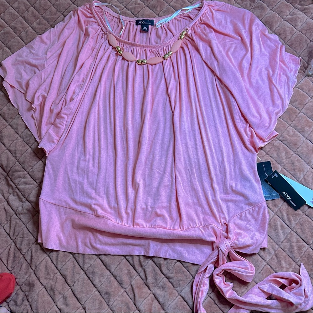 NWT Alyx Pink Blouse with Tie Detail